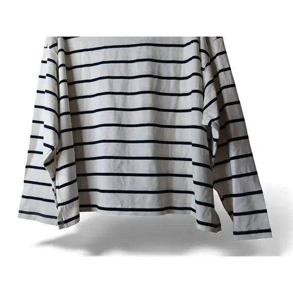 New Old Navy Mariner Stripe Long Sleeve Top 2X Navy White 100% Cotton - Picture 6 of 13
